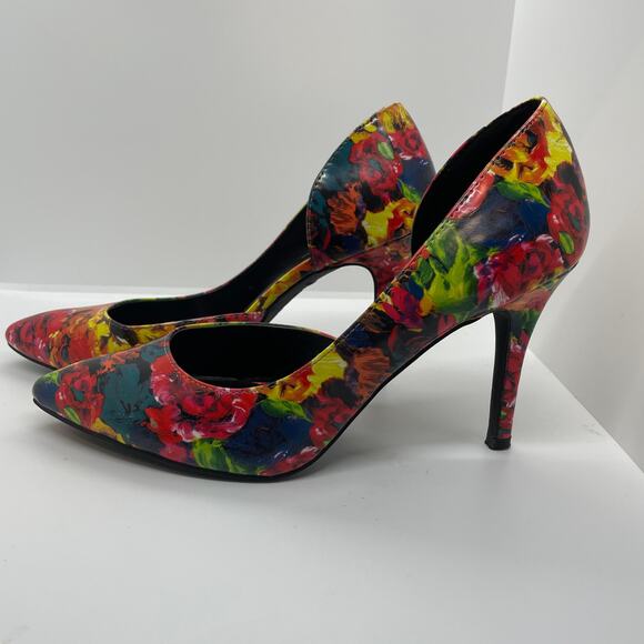 BRASH Dorsay Stiletto Floral Multicolor Heels sz 8 - Picture 7 of 8